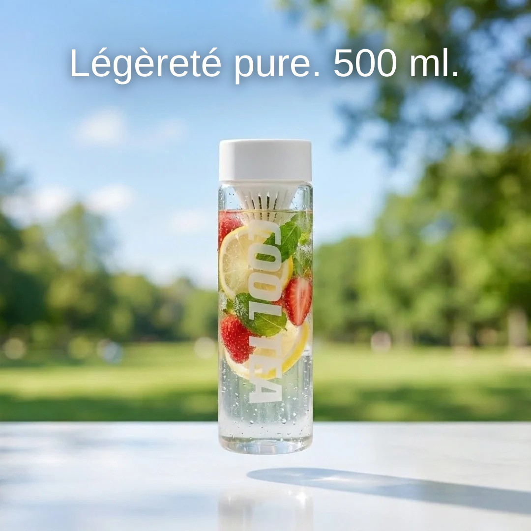 Tragbare Flasche mit integriertem Anti-Rückstandsfilter