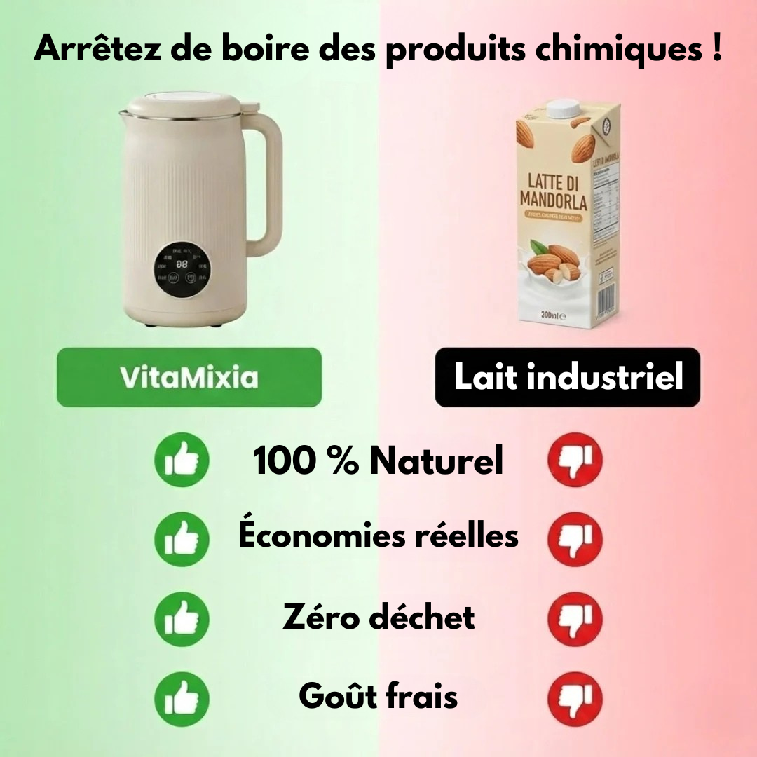 VitaMixia - Verwandeln Sie Mandeln für 30 Cent in 1 Liter cremige Milch. In 3 Minuten.