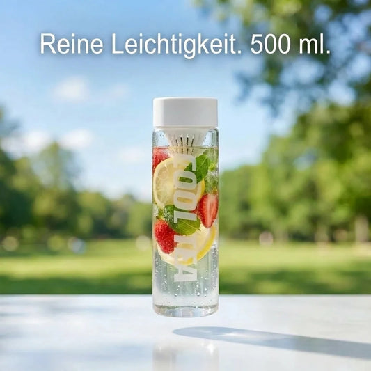 Tragbare Flasche mit integriertem Anti-Rückstandsfilter