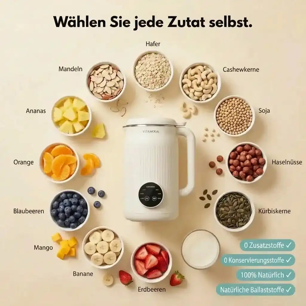 VitaMixia 8-in-1 Multifunktionsgerät — Pflanzendrinks, Säfte & mehr