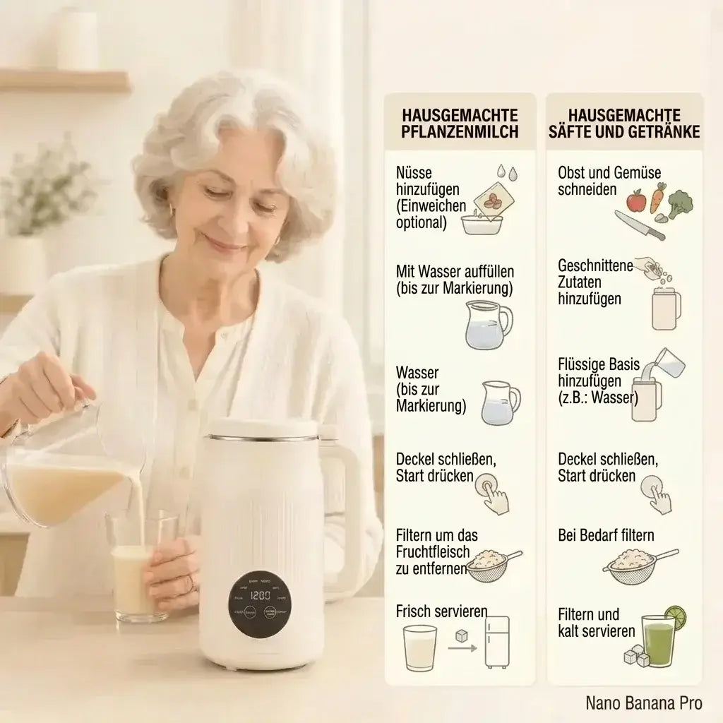 VitaMixia – Multifunktion 8-in-1 zur Zubereitung von Pflanzendrinks, Säften und vielem mehr.