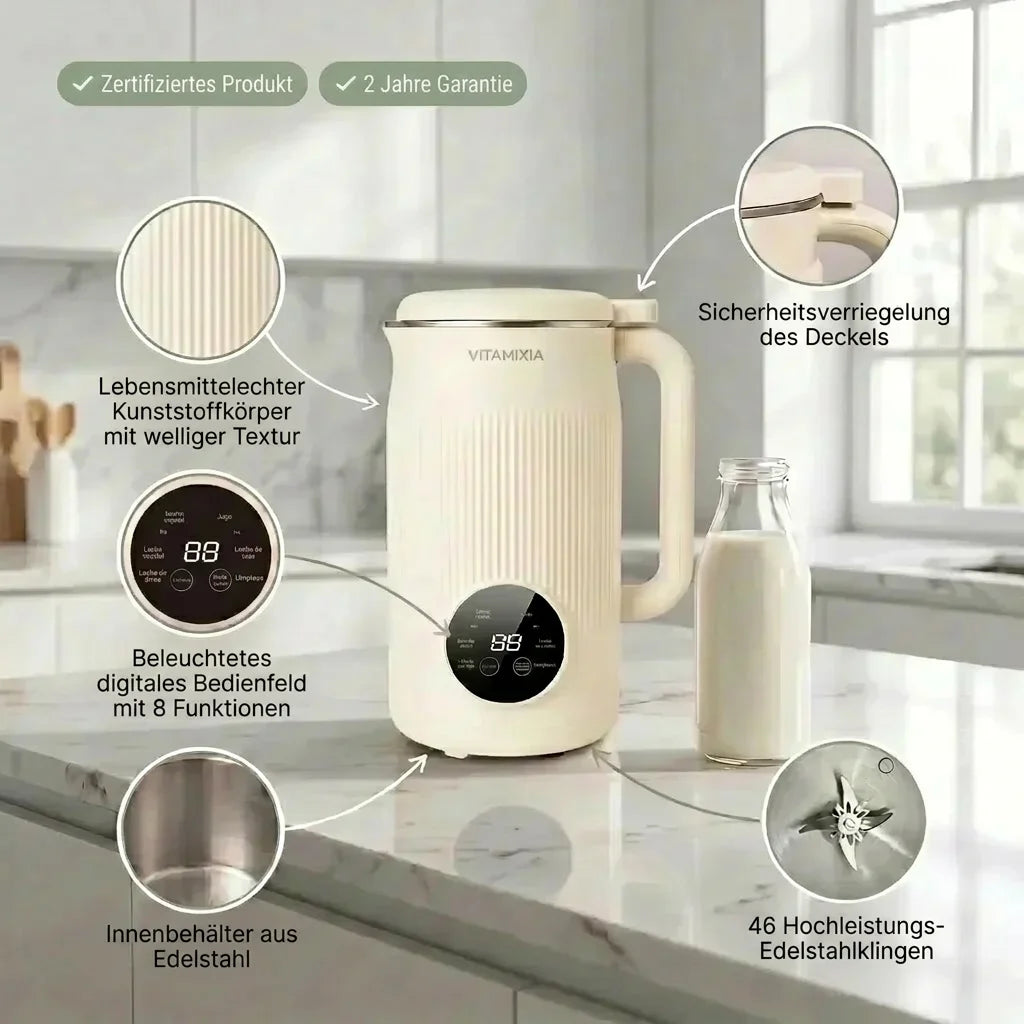 VitaMixia – Multifunktion 8-in-1 zur Zubereitung von Pflanzendrinks, Säften und vielem mehr.