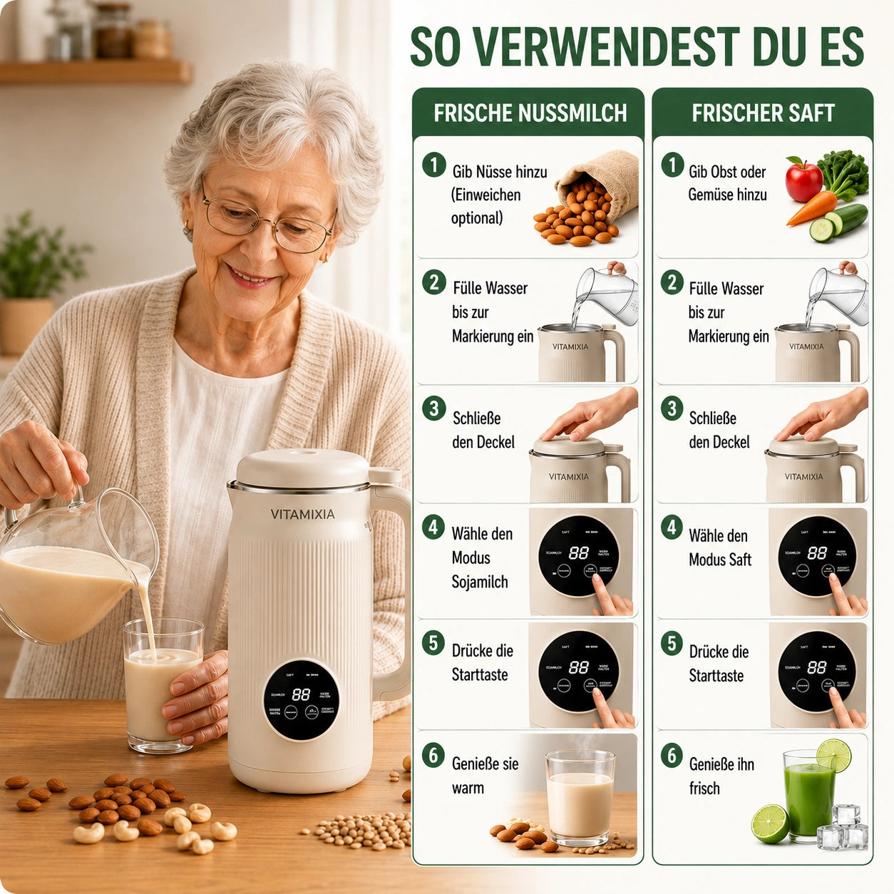 Vitamixia: Das 8-in-1-Gerät, das 100 % Ihrer Ballaststoffe bewahrt – und sich selbst reinigt.