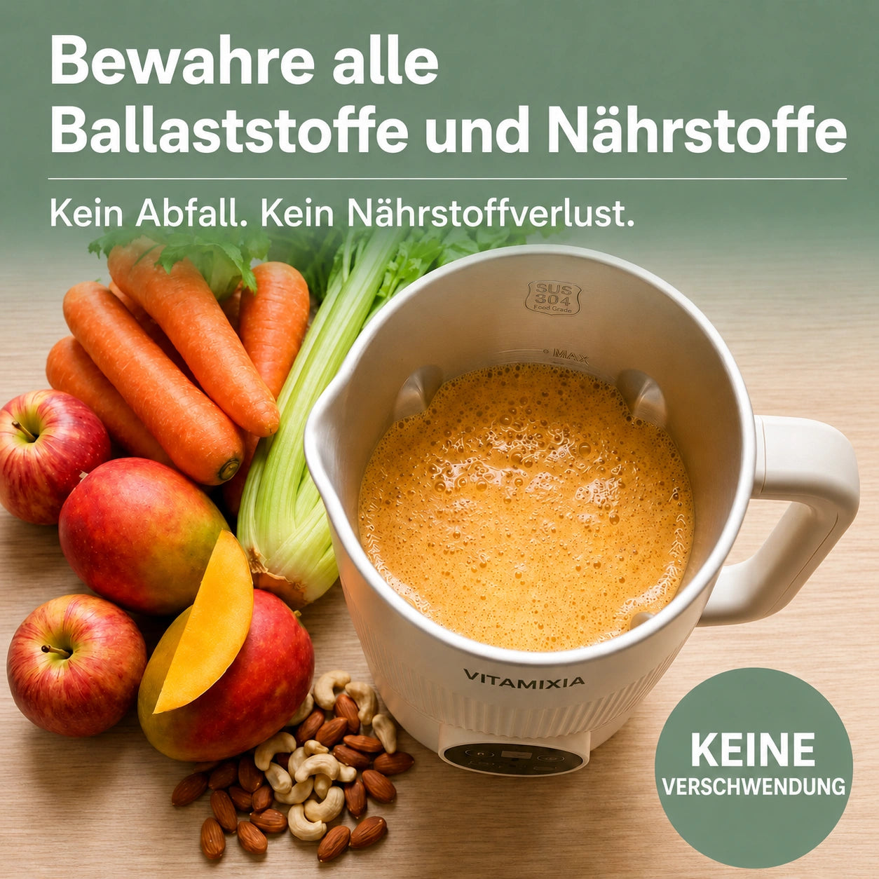 Vitamixia: Das 8-in-1-Gerät, das 100 % Ihrer Ballaststoffe bewahrt – und sich selbst reinigt.