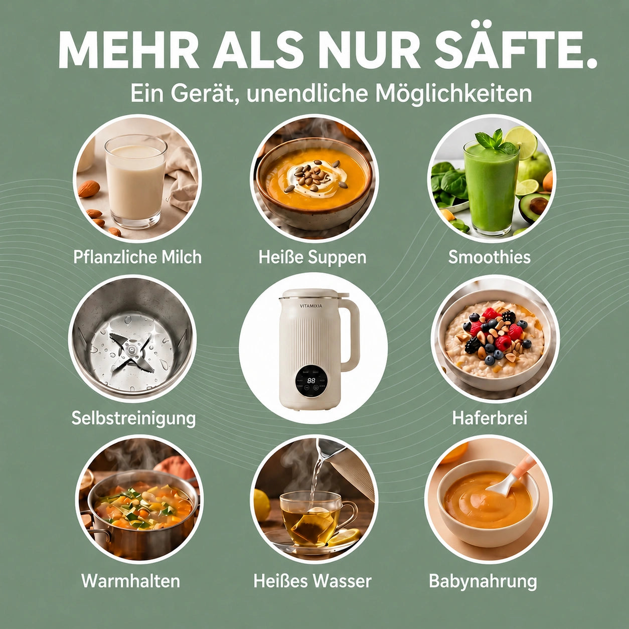 Vitamixia: Das 8-in-1-Gerät, das 100 % Ihrer Ballaststoffe bewahrt – und sich selbst reinigt.